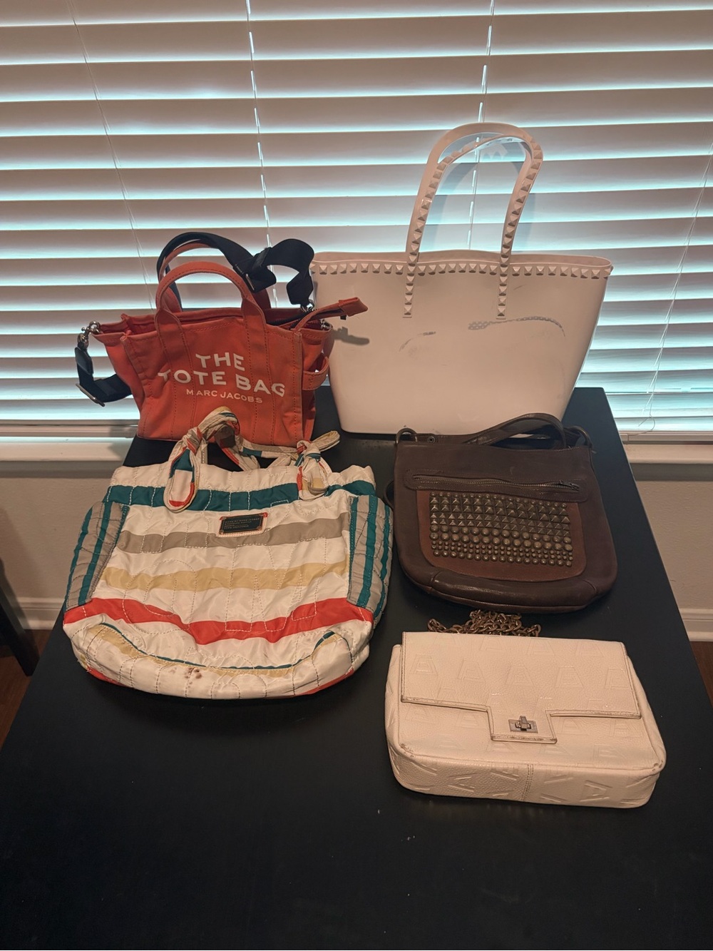 Damaged Lot of 5 Designer Handbags for Repair or Upcycling Used, Stains, Broken